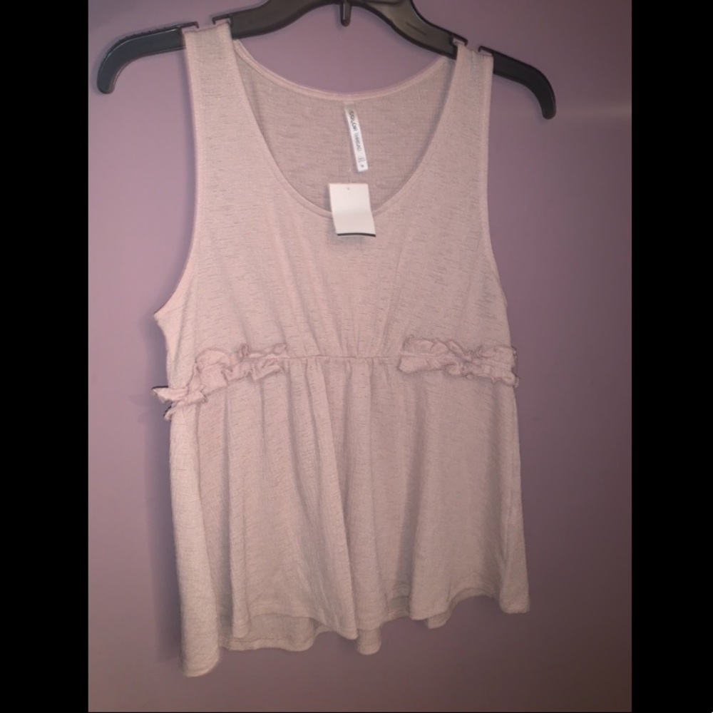 Pink ruffle tank top